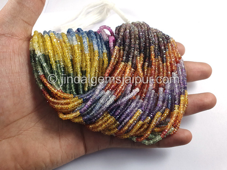 Multi Sapphire Faceted Roundelle Shape Beads