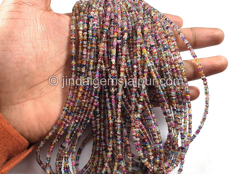Natural Multi Sapphire Smooth Roundelle Shape Beads