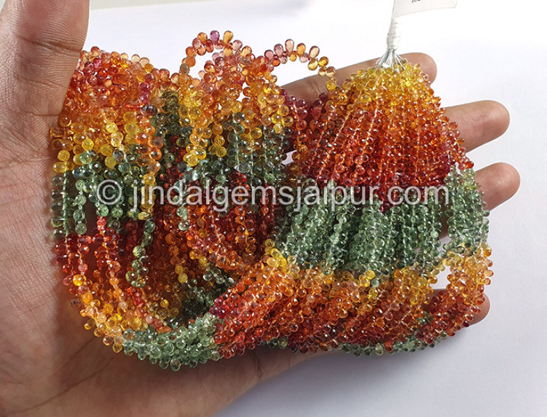 Multi Sapphire Faceted Drops Shape Beads