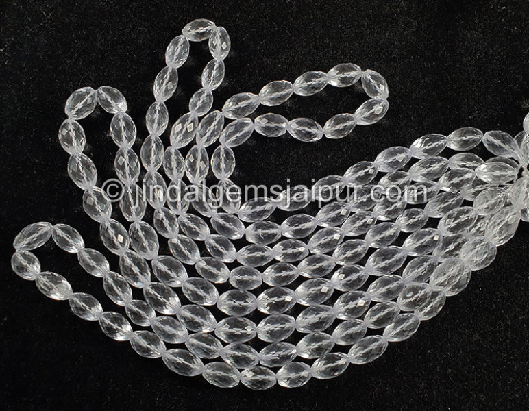 Crystal Quartz Faceted Barrel Shape Big Beads
