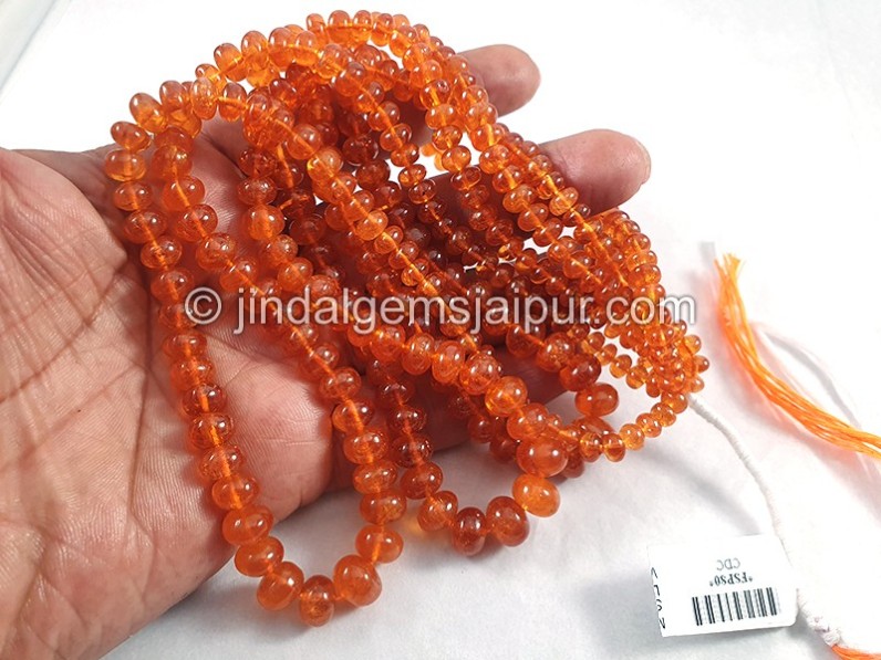 Mandarin Garnet Smooth Roundelle Shape Beads