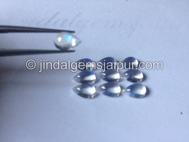 White Rainbow Smooth Pear Cabochon