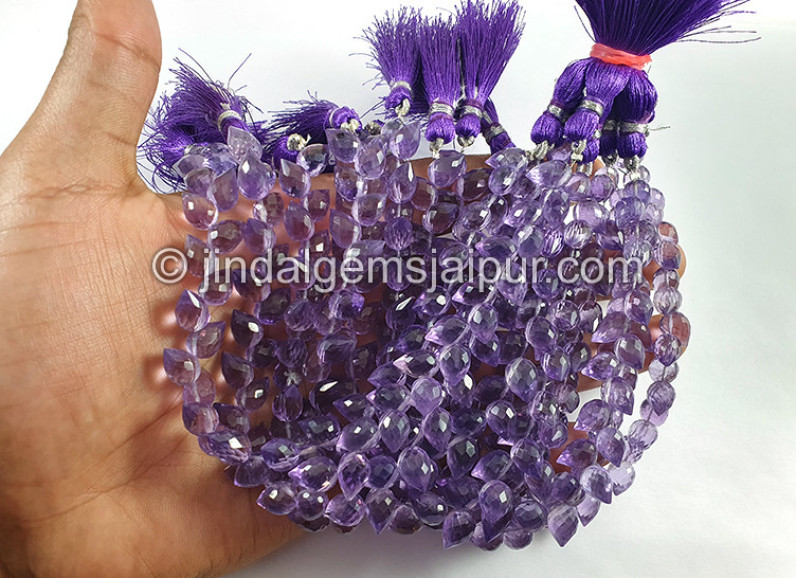 Amethyst Faceted Tulip Drops Shape Big Beads