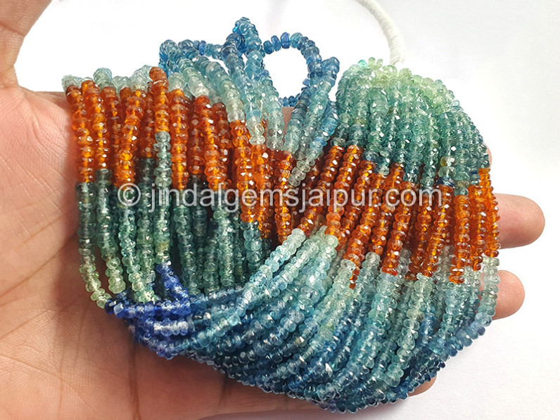 Multi Kyanite Faceted Roundelle Shape Beads