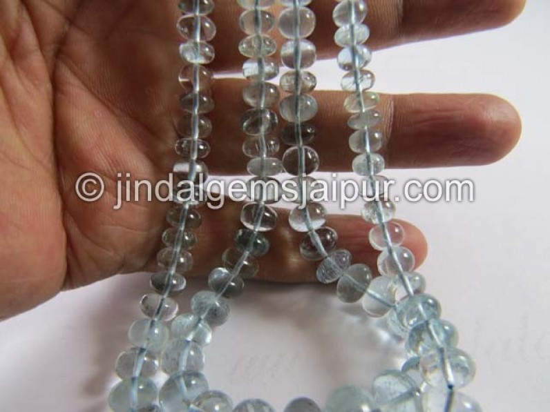 Moss Aquamarine Far Smooth Roundelle Beads