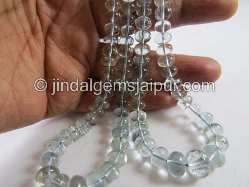 Moss Aquamarine Far Smooth Roundelle Beads
