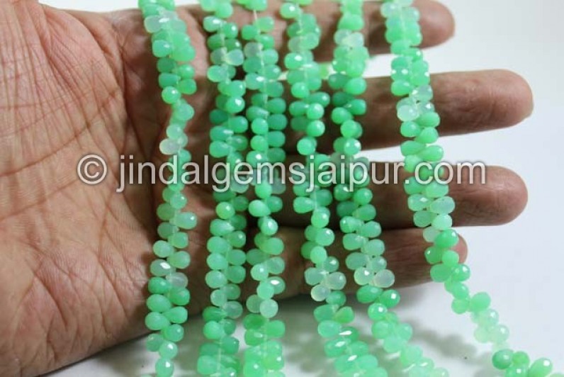 Chrysoprase Faceted Drops Shape Beads