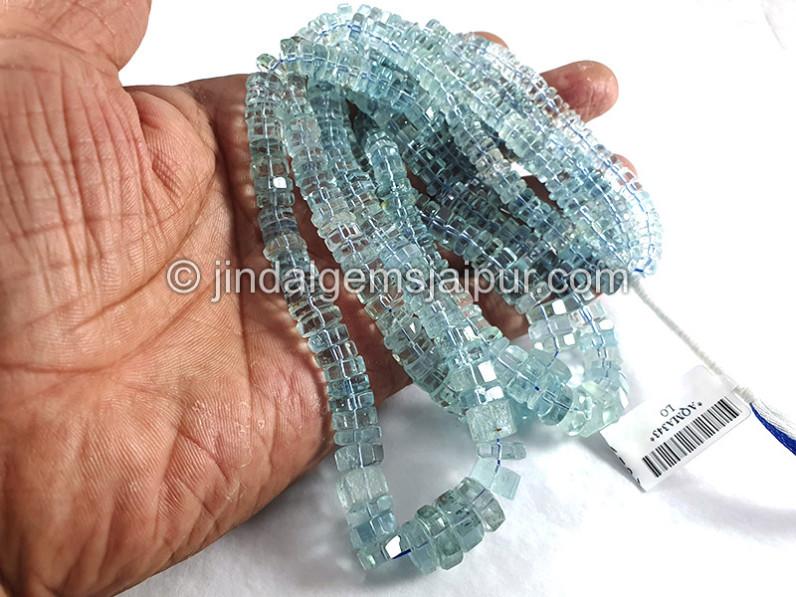 Aquamarine Step Cut Bolt Shape Beads