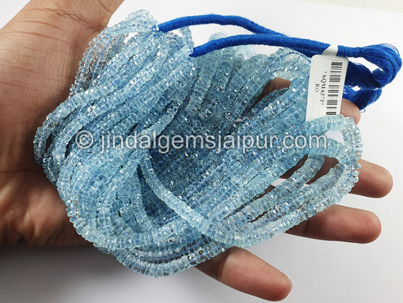 Aquamarine Faceted Tyre Shape Beads