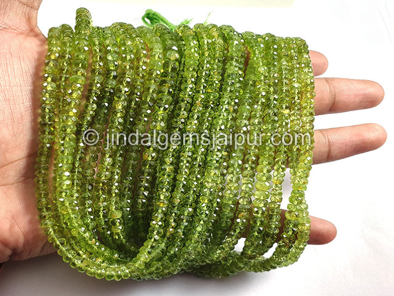 Peridot Faceted Roundelle Shape Beads