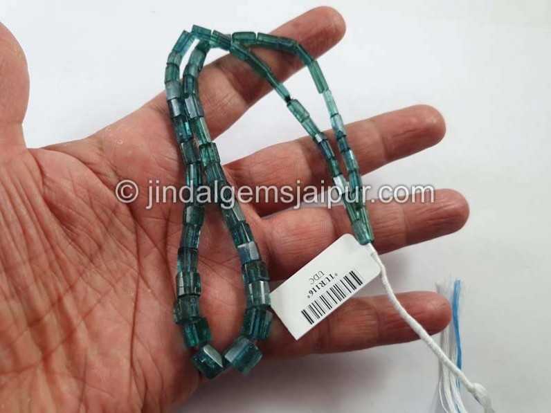 Indicolite Blue Tourmaline Step Cut Pipe Beads