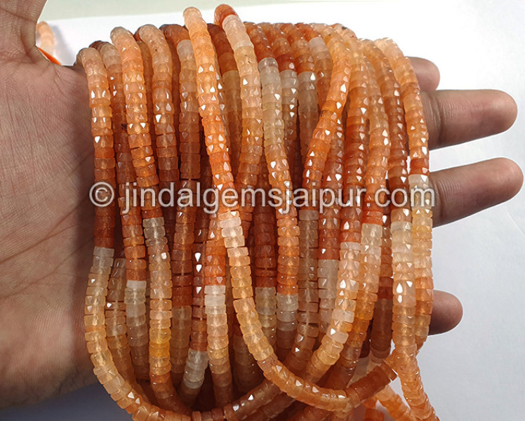 Orange Aventurine Faceted Tyre Shape Beads
