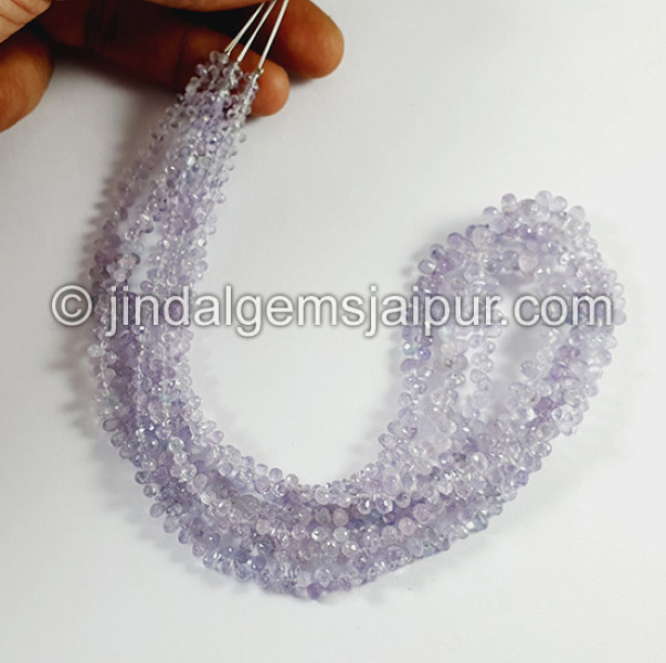 Pale Lavender Sapphire Faceted Drops Beads