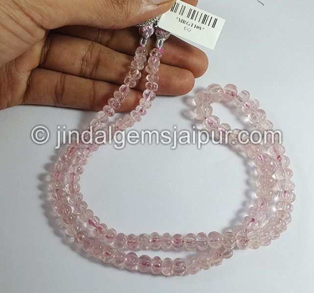 Morganite Carved Pumpkin Shape Beads