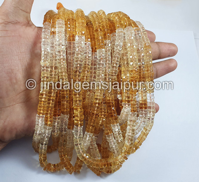 Citrine Shaded Faceted Tyre Shape Beads