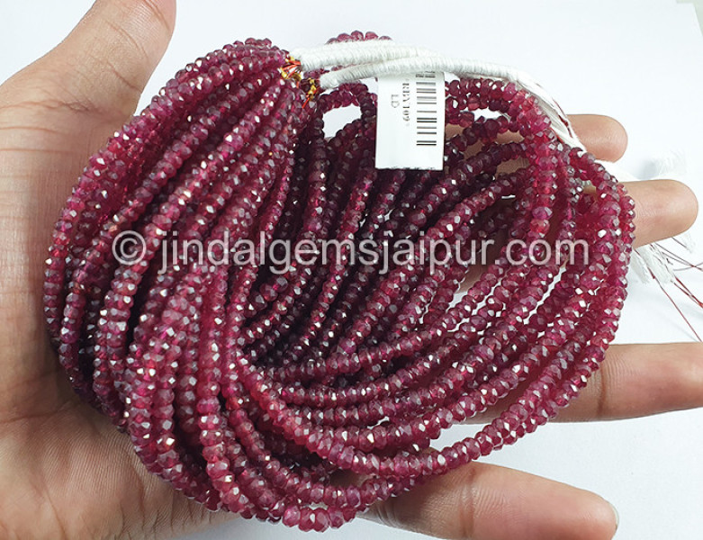 Ruby Red Faceted Roundelle Shape Beads