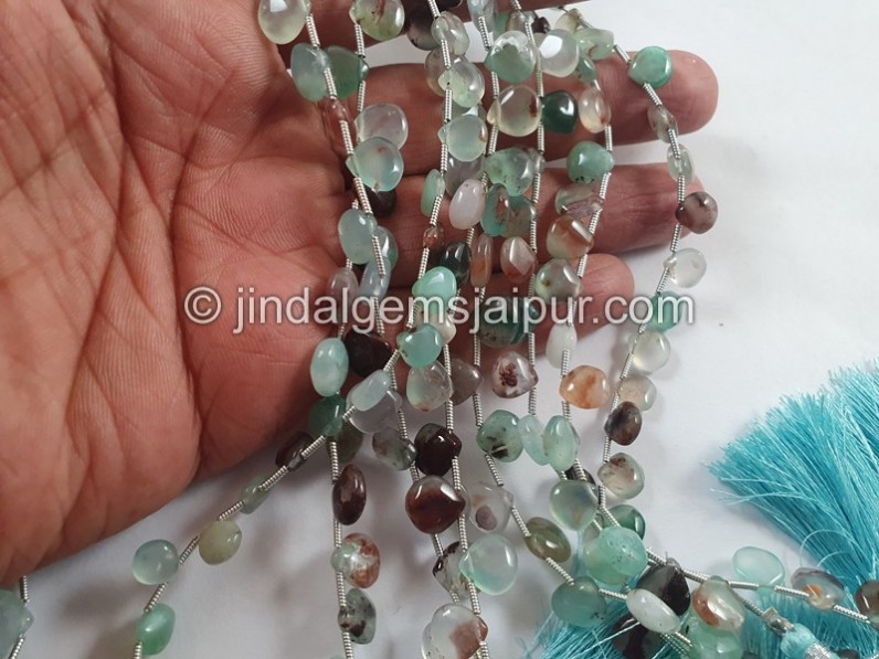 Aqua Chalcedony Smooth Heart Beads