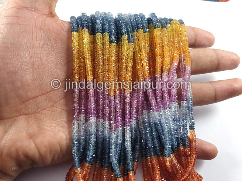 Multi Sapphire Faceted Tyre Shape Beads