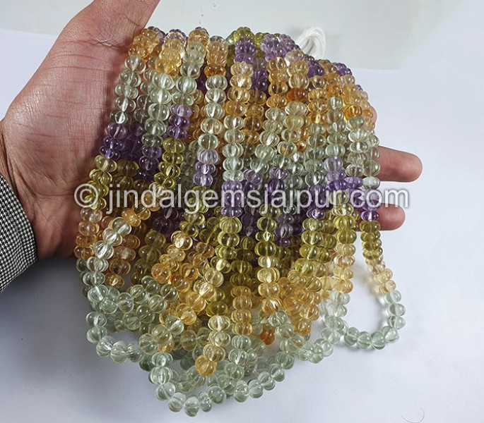 Multi Stone Carved Pumpkin Shape Beads