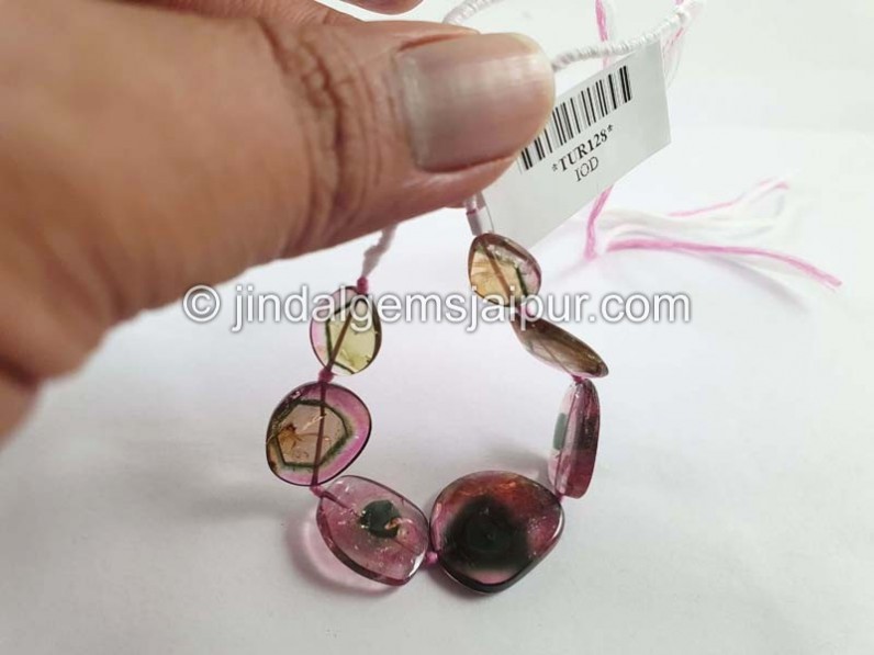 Watermelon Tourmaline Smooth Slices Beads