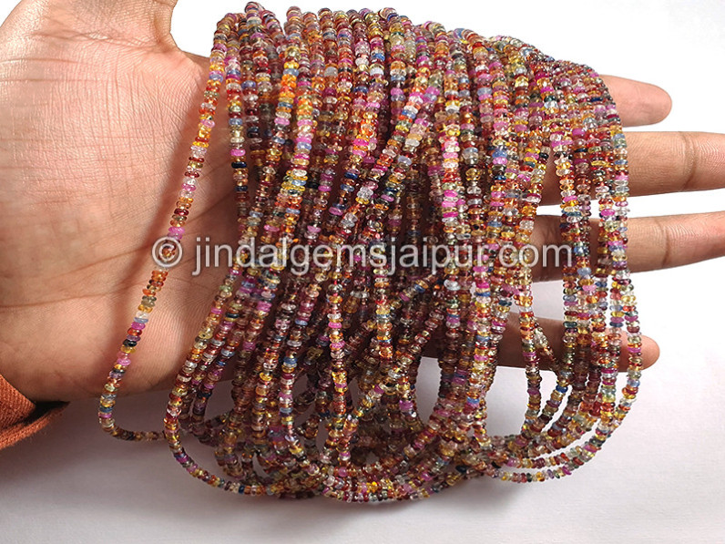 Natural Multi Sapphire Smooth Roundelle Shape Beads