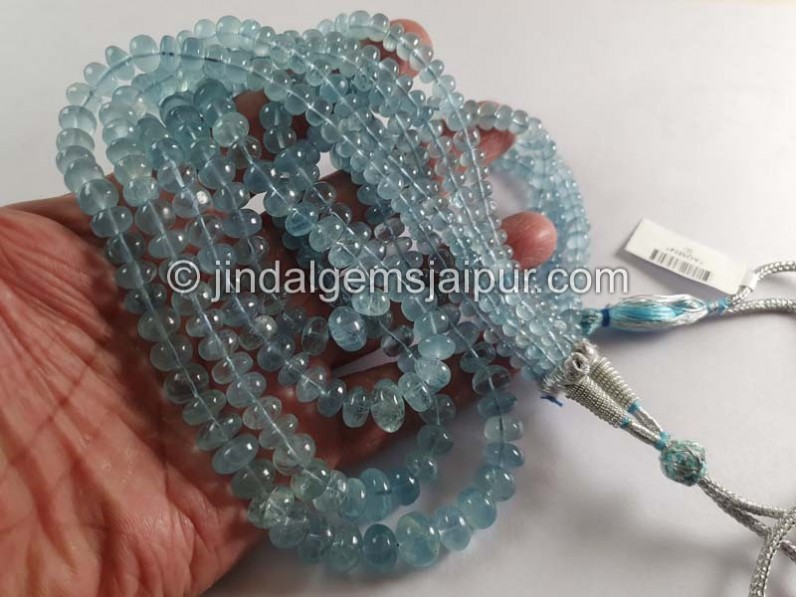 Milky Aquamarine Far Smooth Roundelle Beads