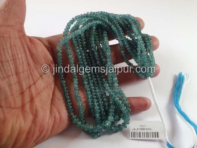 Blue Tourmaline Smooth Roundelle Beads