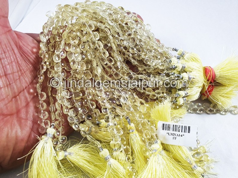 Lemon Quartz Faceted Heart Shape Beads