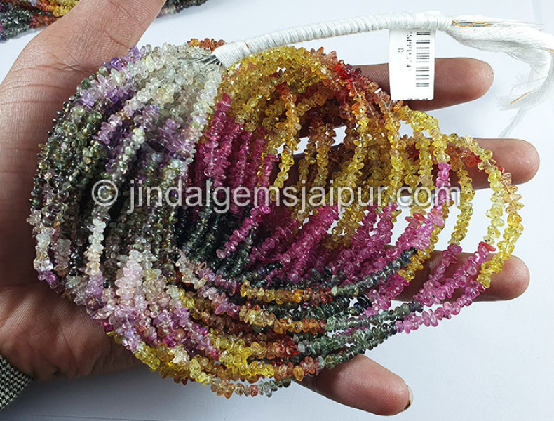 Multi Sapphire Smooth Chips Beads