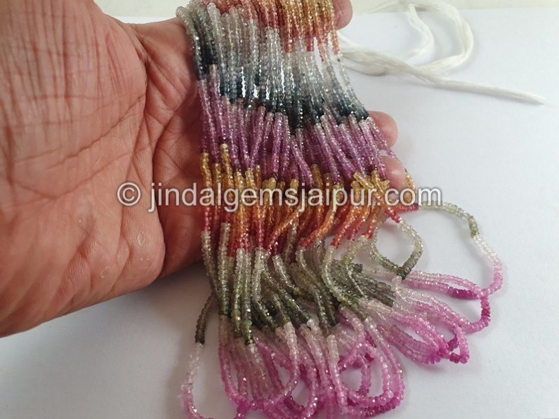 Multi Sapphire Faceted Roundelle Beads