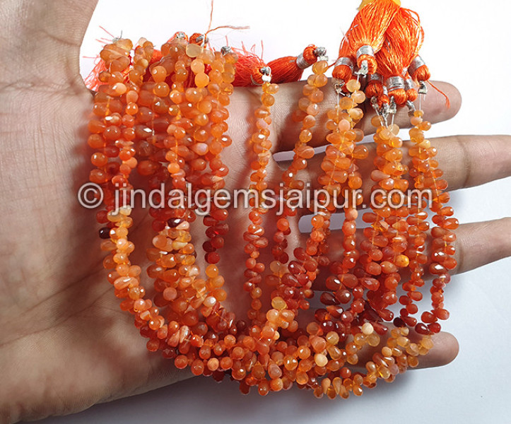 Fire Opal Faceted Drops Shape Small Beads