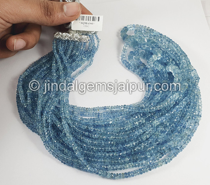 Aquamarine Faceted Roundelle Shape Beads