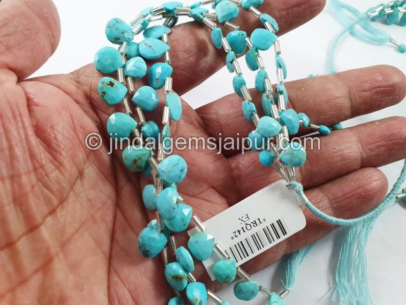 Turquoise Arizona Far Faceted Heart Shape Beads