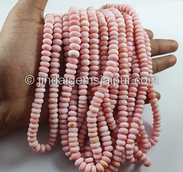 Pink Opal Smooth Roundelle Shape Beads