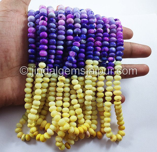 Multi Opal Dyed Smooth Roundelle Shape Beads