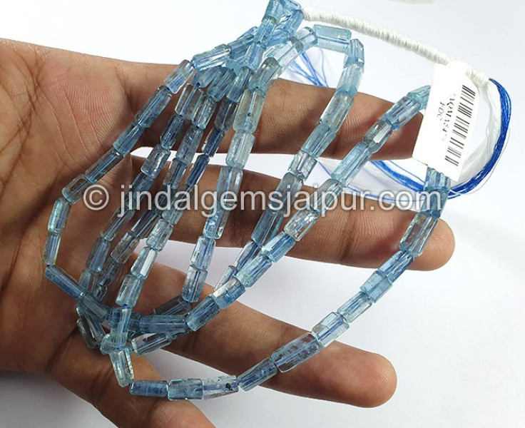 Santa Maria Aquamarine Cut Pipe Shape Beads