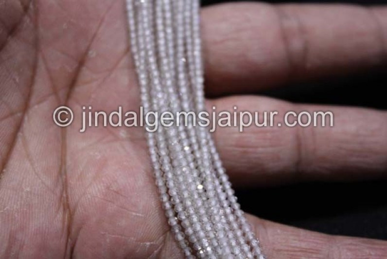 Natural White Zircon Micro Cut Round Shape Beads