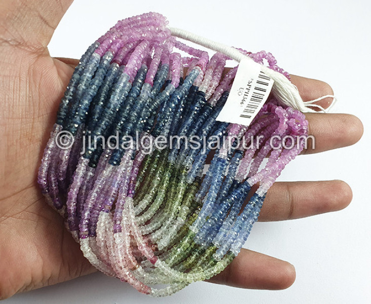 Multi Sapphire Faceted Roundelle Shape Beads