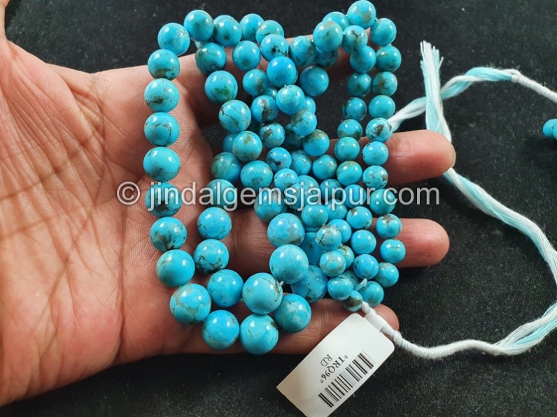Sleeping Beauty Turquoise Far Smooth Round Beads
