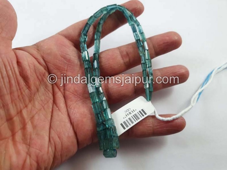 Blue Tourmaline Step Cut Pipe Beads