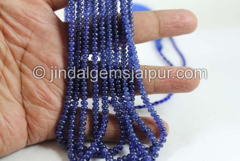 Natural Untreated Blue Sapphire Smooth Roundelle Beads