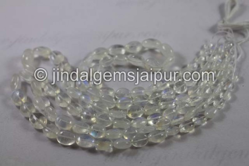 White Rainbow Far Smooth Oval Shape Beads
