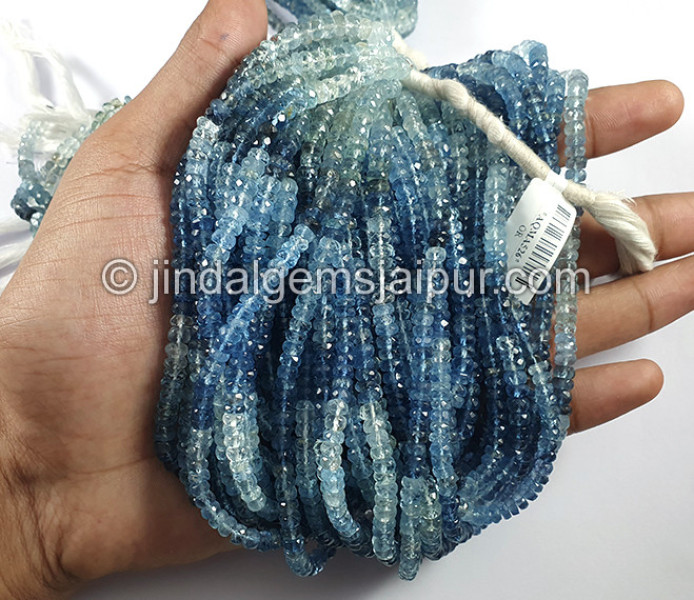 Santa Maria Aquamarine Shaded Faceted Roundelle Shape Small Beads