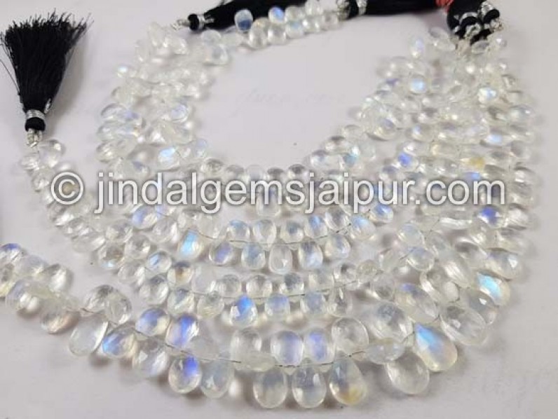 White Rainbow Far Faceted Pear Shape Beads