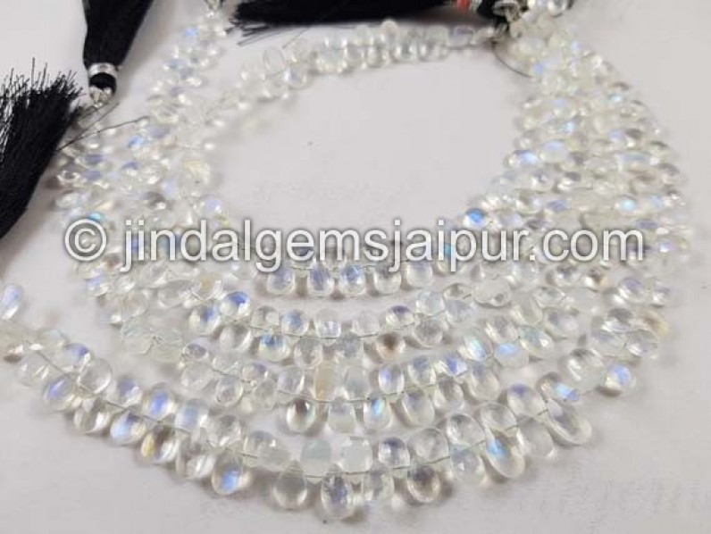 White Rainbow Faceted Pear Beads