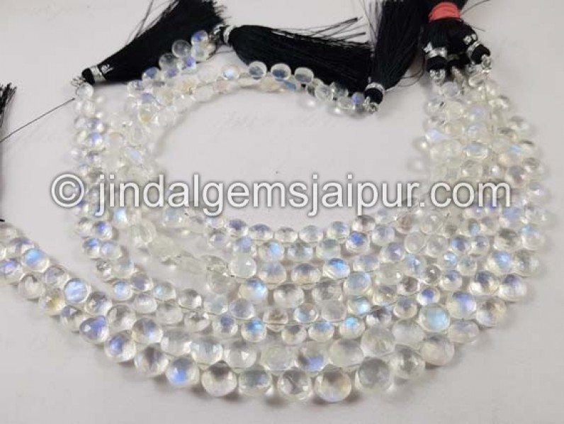 White Rainbow Far Faceted Heart Beads