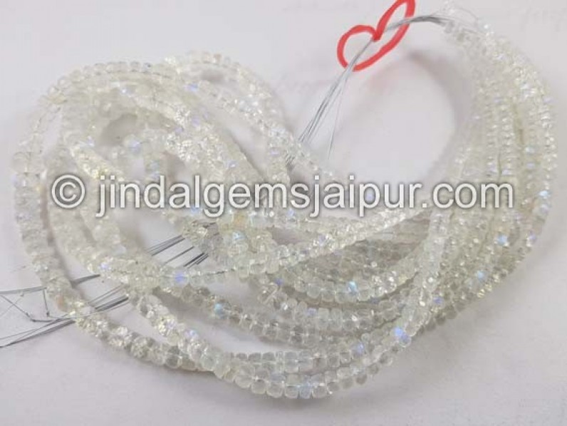 White Rainbow Faceted Roundelle Shape Beads