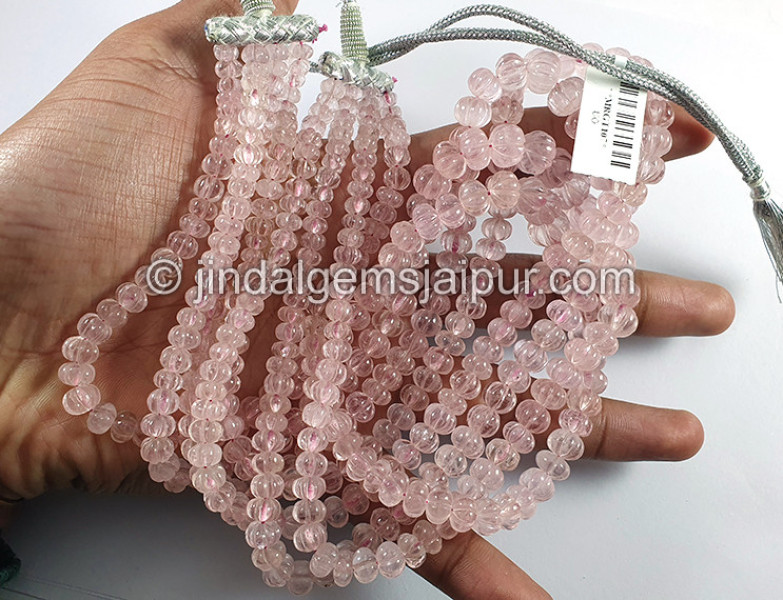 Pink Morganite Carved Pumpkin Shape Beads