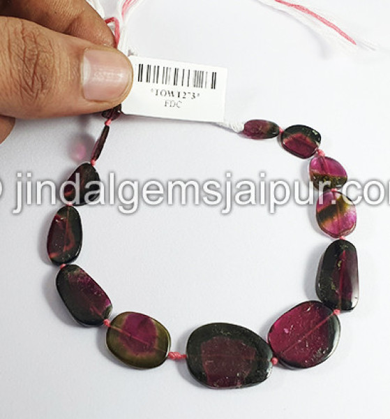 Watermelon Tourmaline Slices Shape Beads