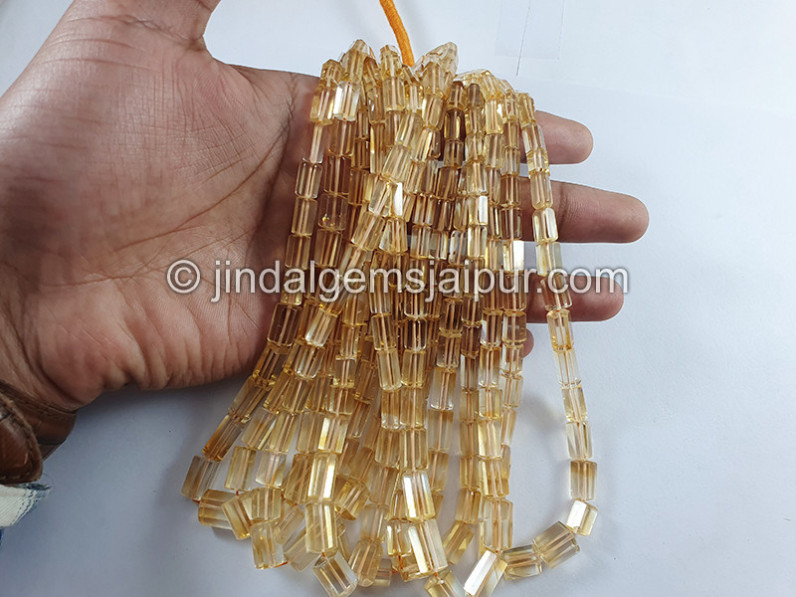 Citrine Step Cut Pipe Shape Beads